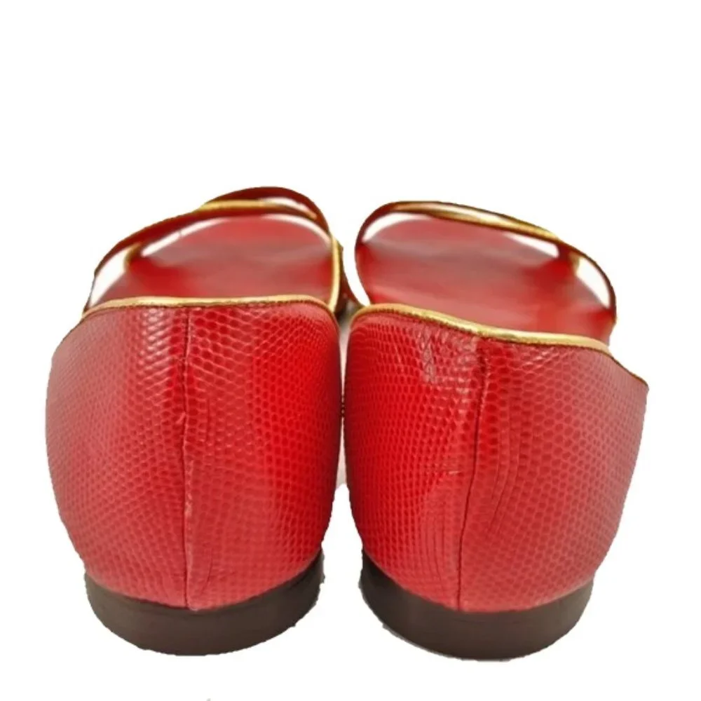 Hollywould Red D’orsay Flats Sandals Sz 38.5 8.5